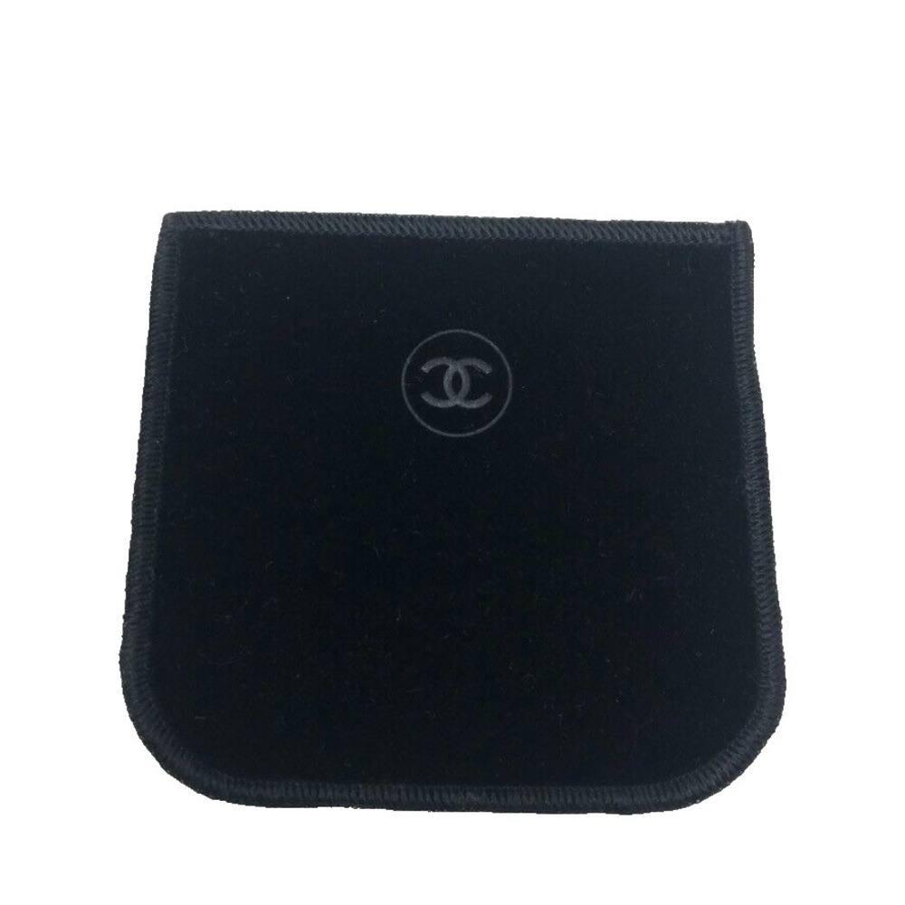 Chanel Velvet Jewelry Bag Black Logo Small Open Top Travel Storage 3x3.25